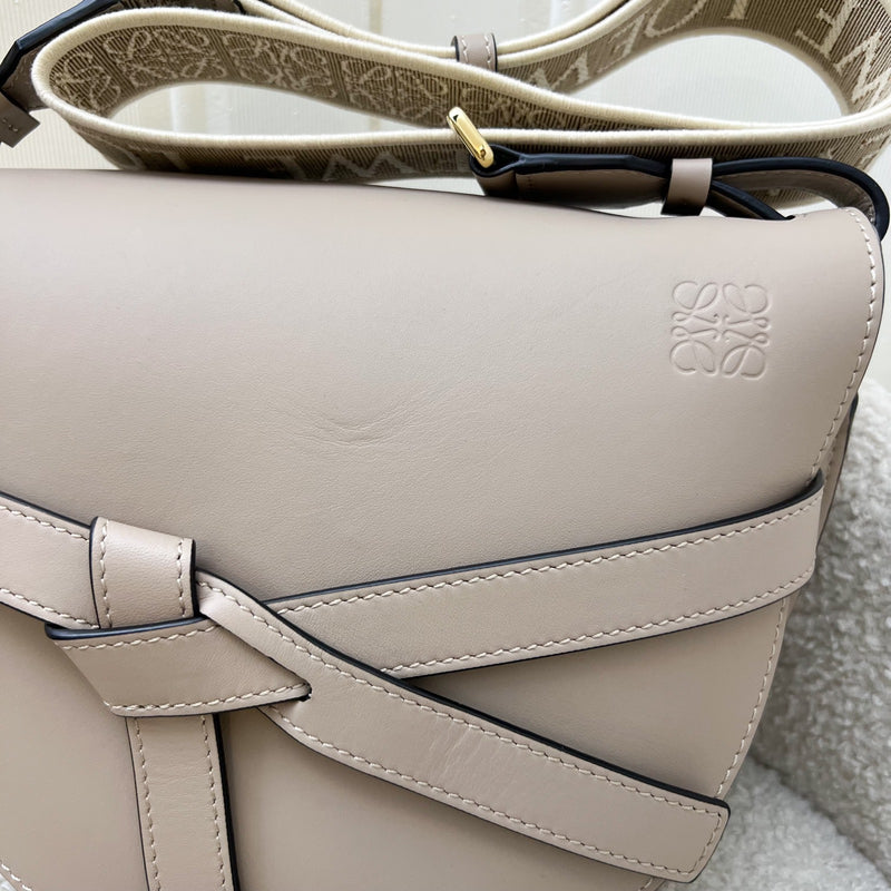 Loewe Small Gate Bag in Sand (Grey) Calf Leather, Jacquard and GHW