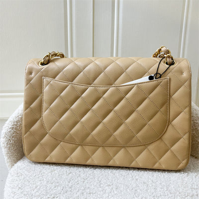 Chanel Jumbo Classic Flap DF in Classic Beige Clair Caviar and GHW
