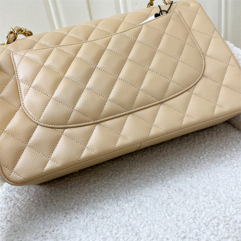 Chanel Jumbo Classic Flap DF in Classic Beige Clair Caviar and GHW