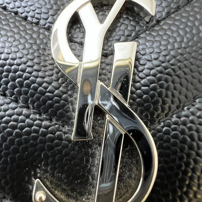Saint Laurent YSL Medium Classic Cassandre Wallet on Chain WOC in Black Grained Leather and SHW
