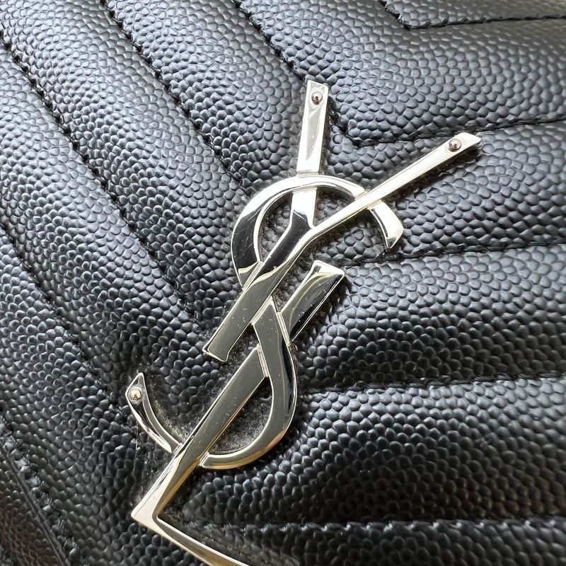 Saint Laurent YSL Medium Classic Cassandre Wallet on Chain WOC in Black Grained Leather and SHW