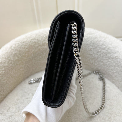 Saint Laurent YSL Medium Classic Cassandre Wallet on Chain WOC in Black Grained Leather and SHW