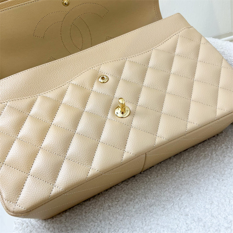 Chanel Jumbo Classic Flap DF in Classic Beige Clair Caviar and GHW