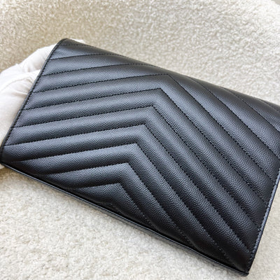 Saint Laurent YSL Medium Classic Cassandre Wallet on Chain WOC in Black Grained Leather and SHW