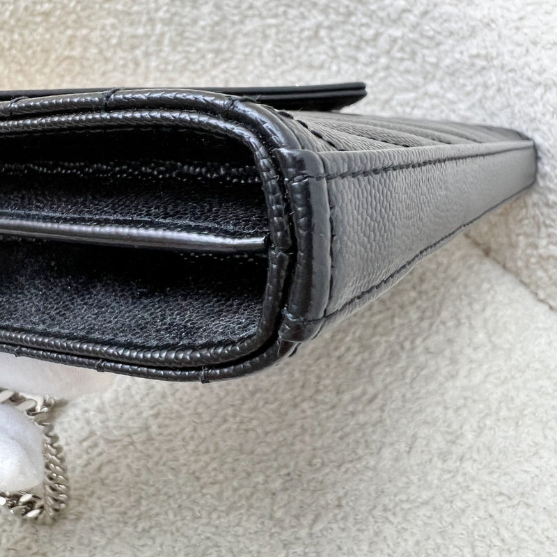 Saint Laurent YSL Medium Classic Cassandre Wallet on Chain WOC in Black Grained Leather and SHW