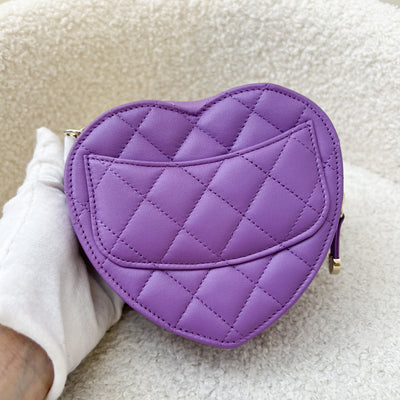 Chanel 22S Heart Clutch with Chain (Small Size) in Purple Lambskin and LGHW