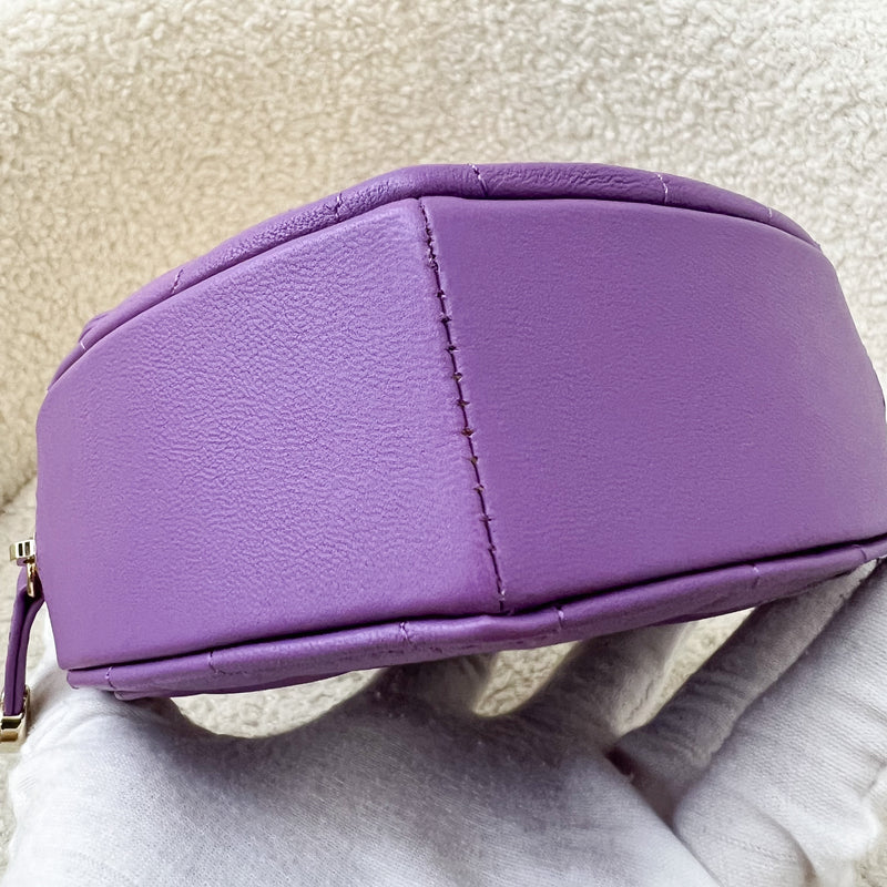 Chanel 22S Heart Clutch with Chain (Small Size) in Purple Lambskin and LGHW