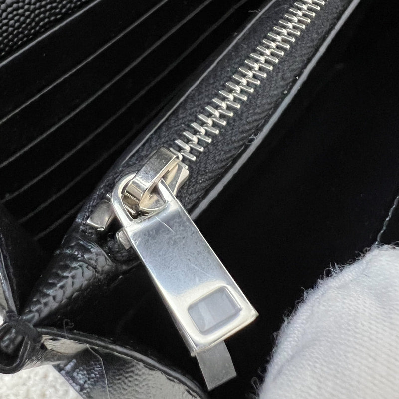 Saint Laurent YSL Medium Classic Cassandre Wallet on Chain WOC in Black Grained Leather and SHW