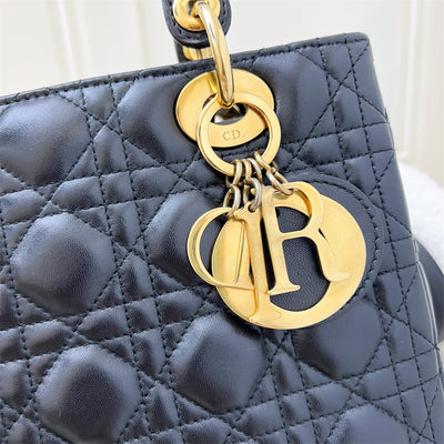 Dior Medium Lady Dior in Black Lambskin and GHW