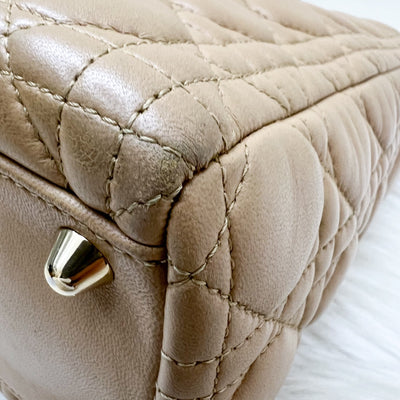 Dior Large Lady Dior in Milk Tea Beige Lambskin and GHW