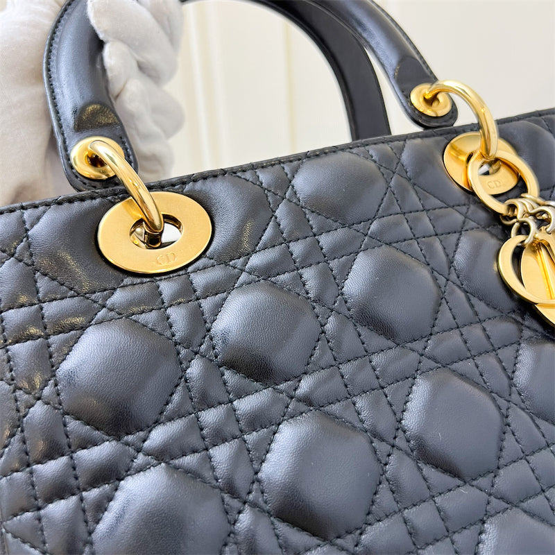 Dior Medium Lady Dior in Black Lambskin and GHW