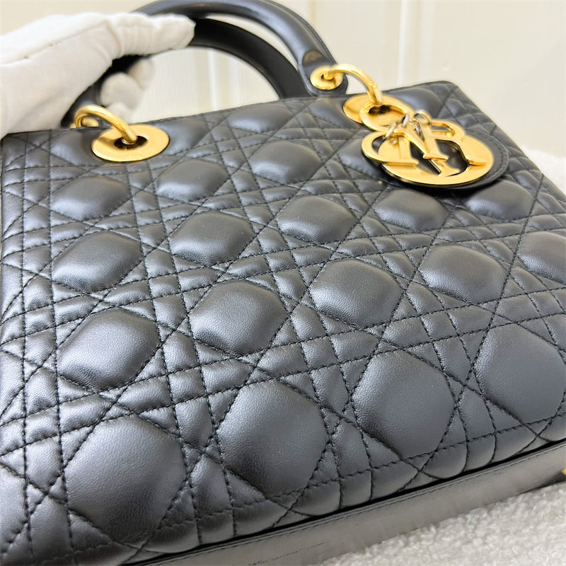 Dior Medium Lady Dior in Black Lambskin and GHW