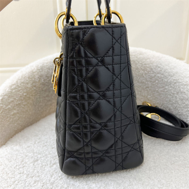 Dior Medium Lady Dior in Black Lambskin and GHW