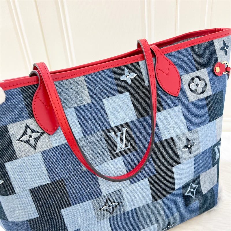 LV Neverfull MM in Denim Patchwork without Attached Pouch