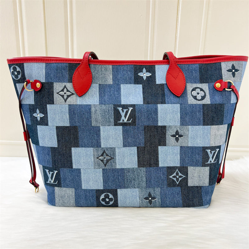 LV Neverfull MM in Denim Patchwork without Attached Pouch