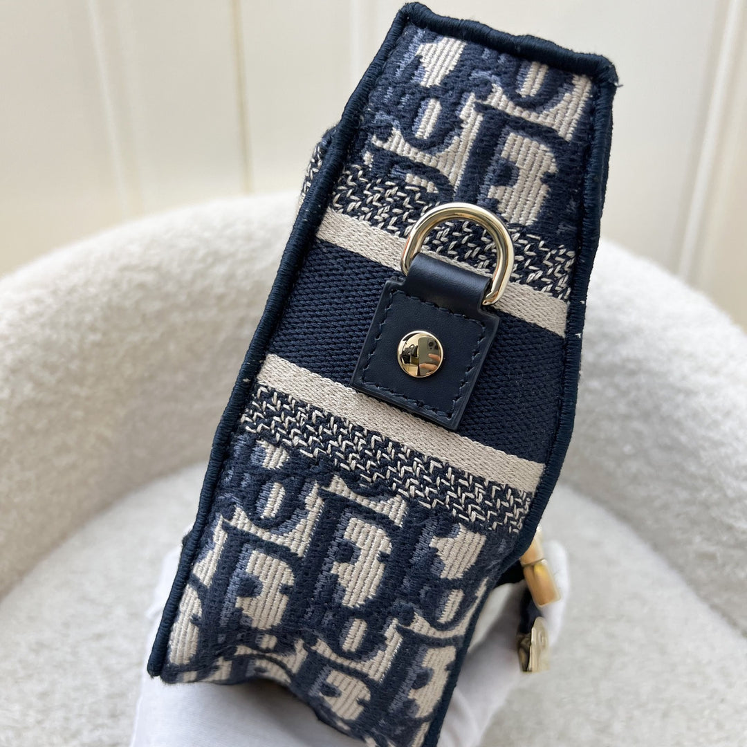 Dior Small Diorcamp Bag in Dark Blue Oblique Embroidery