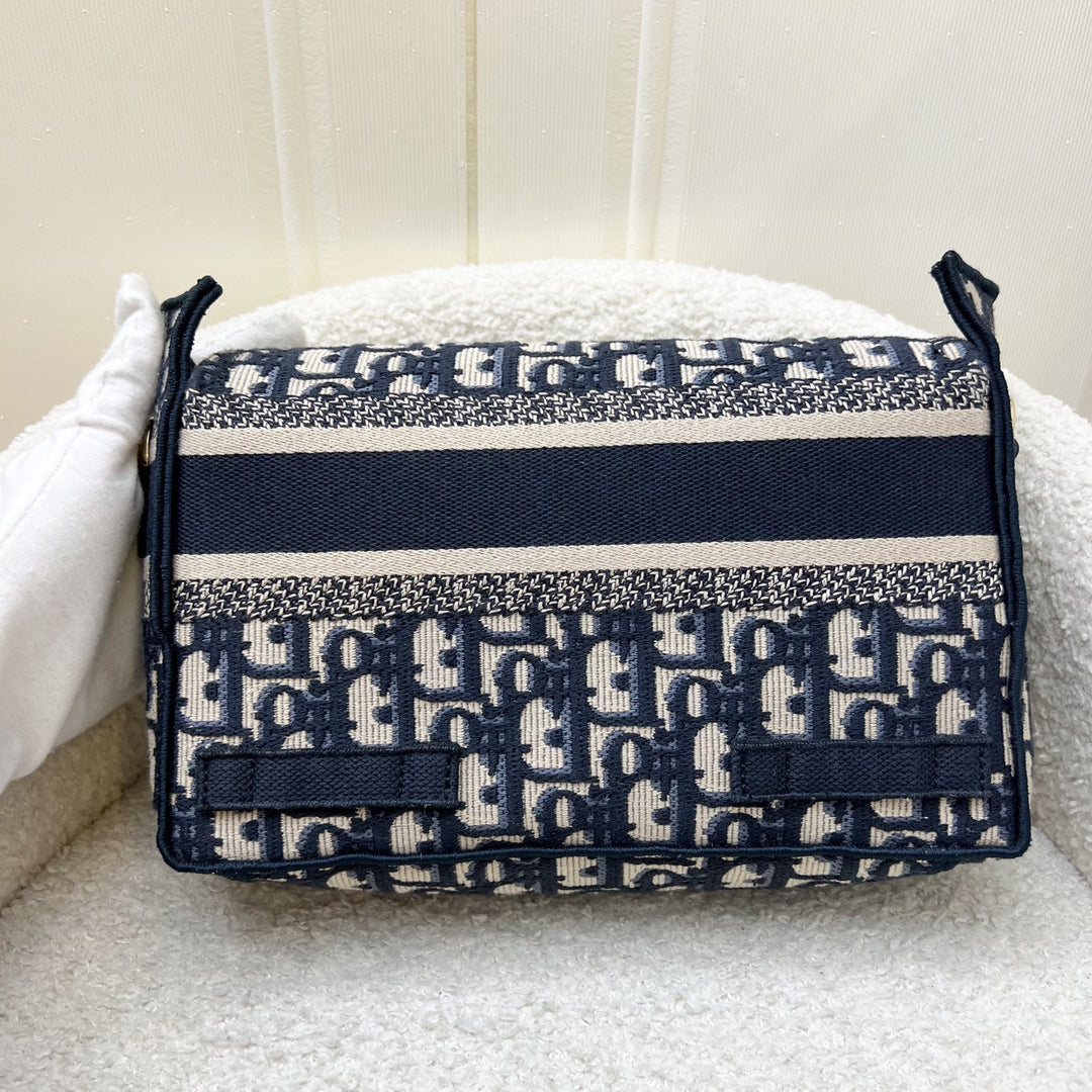 Dior Small Diorcamp Bag in Dark Blue Oblique Embroidery