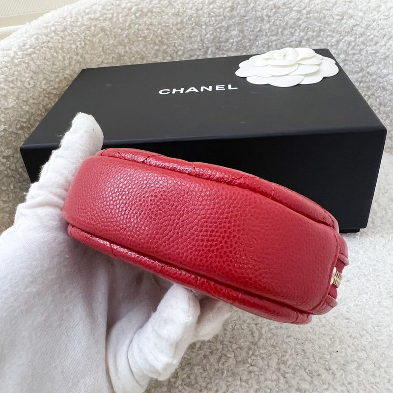 Chanel Round Coin Purse in Red Caviar and LGHW