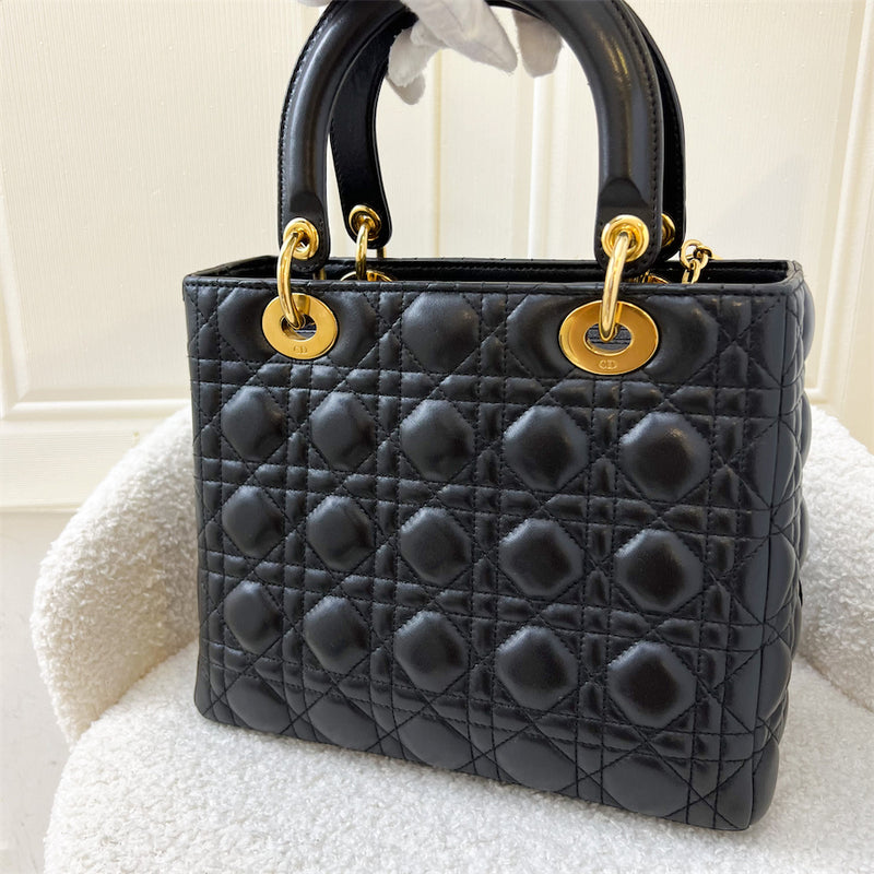 Dior Medium Lady Dior in Black Lambskin and GHW