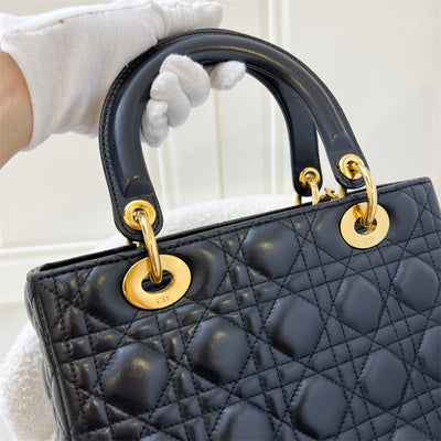 Dior Medium Lady Dior in Black Lambskin and GHW