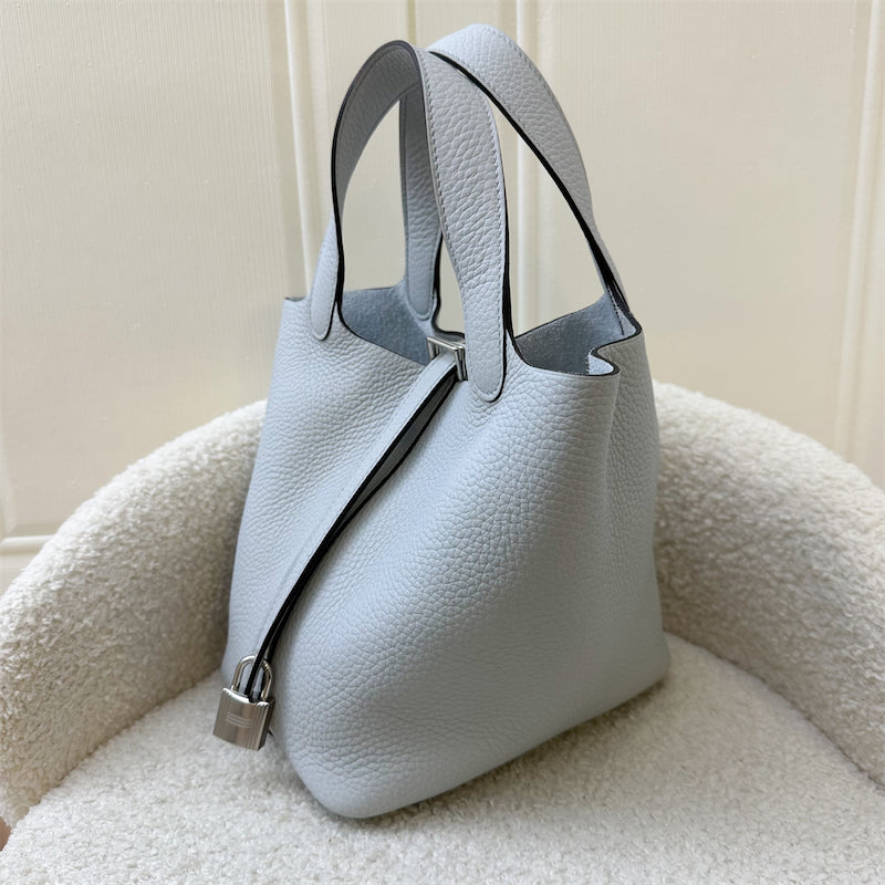 Hermes Picotin 18 in Bleu Pale Clemence Leather PHW