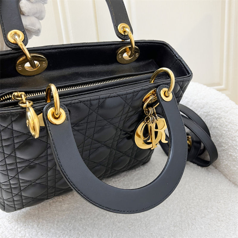 Dior Medium Lady Dior in Black Lambskin and GHW