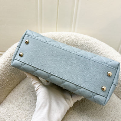 Chanel Small (24cm) Coco Handle in 22P Robin Egg Blue Caviar and LGHW (Model: A92990)