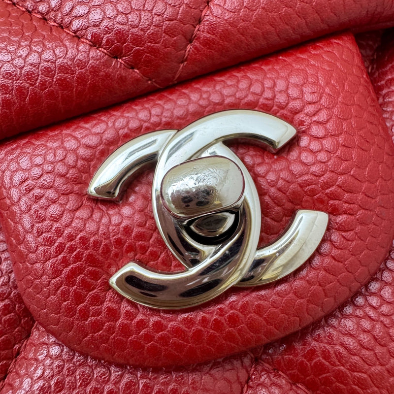 Chanel Timeless Clutch with Chain in Red Caviar and SHW