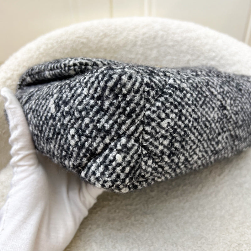 Chanel 19 Small Flap in Black and White Tweed Fabric and 3-tone HW