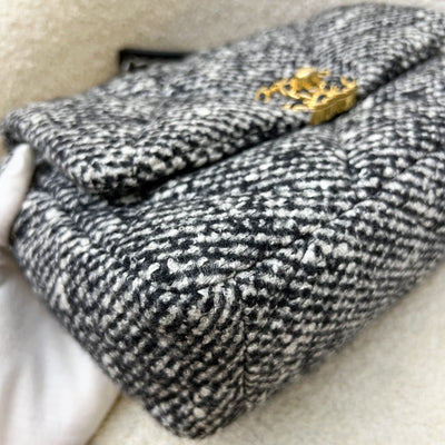 Chanel 19 Small Flap in Black and White Tweed Fabric and 3-tone HW