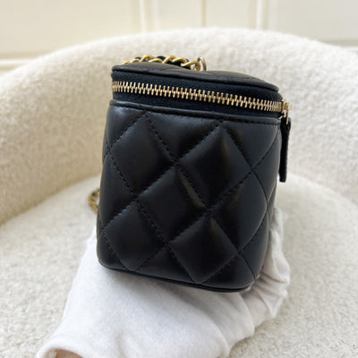 Chanel 23K Pearl Crush Small Vanity in Black Lambskin and AGHW