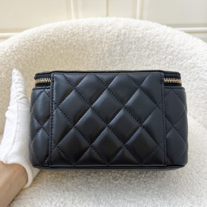 Chanel 23K Pearl Crush Small Vanity in Black Lambskin and AGHW