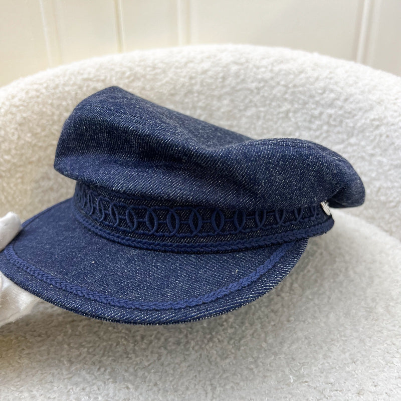 Hermes Deauville Denim Cap in Indigo Sz 57