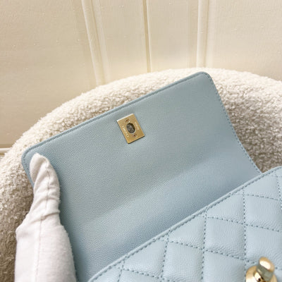 Chanel Small (24cm) Coco Handle in 22P Robin Egg Blue Caviar and LGHW (Model: A92990)