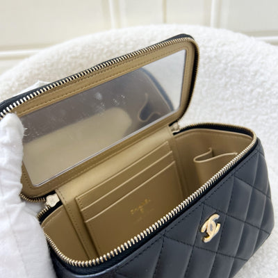 Chanel 23K Pearl Crush Small Vanity in Black Lambskin and AGHW