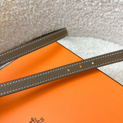 Hermes Roulis Belt Buckle and Reversible Leather Strap in Noir / Etoupe and PHW Sz 80 (78-81cm)