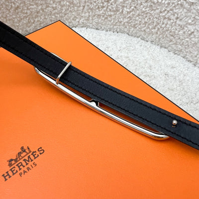 Hermes Roulis Belt Buckle and Reversible Leather Strap in Noir / Etoupe and PHW Sz 80 (78-81cm)
