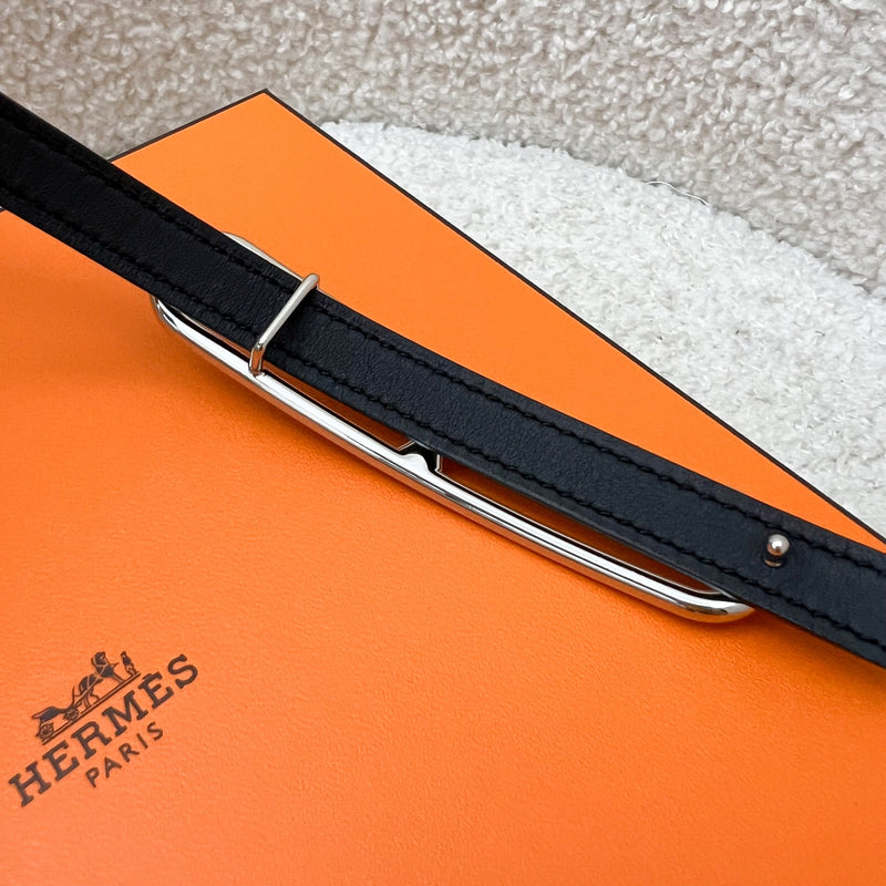 Hermes Roulis Belt Buckle and Reversible Leather Strap in Noir / Etoupe and PHW Sz 80 (78-81cm)