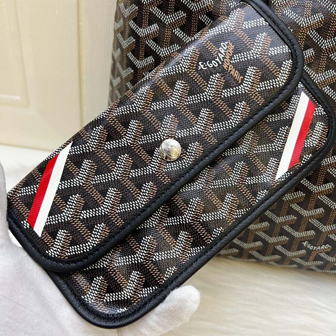 レア【GOYARD】ブラック キャンバス BOHEME HOBO ハンドバッグ Goyard Black Goyardine Canvas And Chevroches Calfskin Boheme