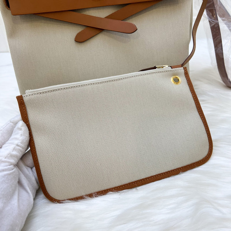 Hermes Herbag 31 in Beton Canvas and Fauve Leather in GHW