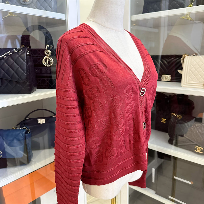 Hermes Cardigan in Rouge Cardinal Silk and Cotton Size 40