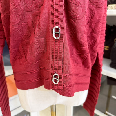 Hermes Cardigan in Rouge Cardinal Silk and Cotton Size 40