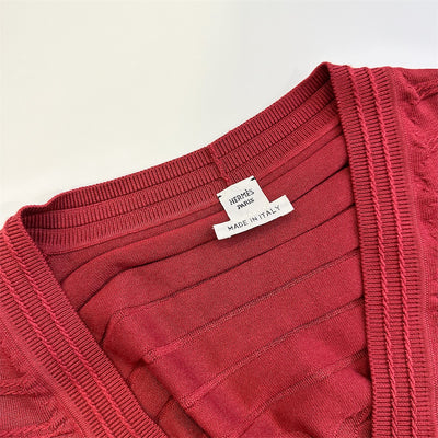 Hermes Cardigan in Rouge Cardinal Silk and Cotton Size 40