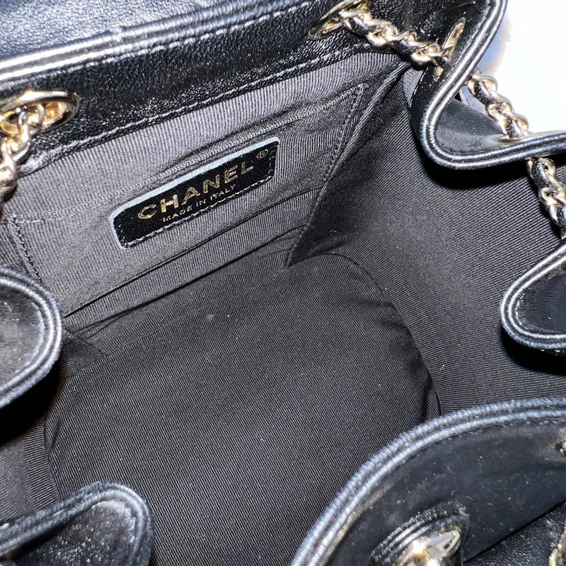 Chanel Duma Mini Backpack in Black Lambskin and LGHW (Model: AS2908)