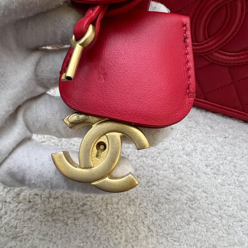 Chanel Medium Filigree Vanity in Red Caviar and AGHW (Model: A93343)