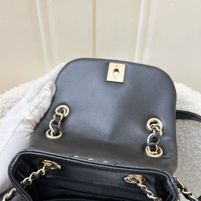 Chanel Duma Mini Backpack in Black Lambskin and LGHW (Model: AS2908)