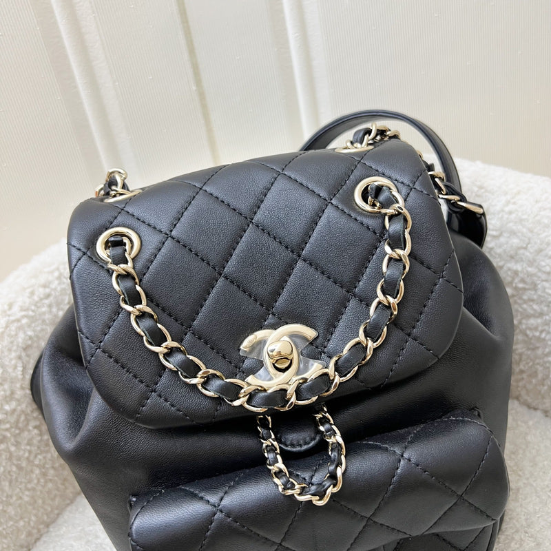 Chanel Duma Mini Backpack in Black Lambskin and LGHW (Model: AS2908)
