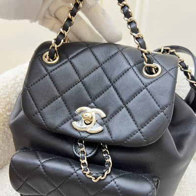 Chanel Duma Mini Backpack in Black Lambskin and LGHW (Model: AS2908)