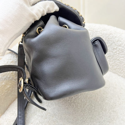 Chanel Duma Mini Backpack in Black Lambskin and LGHW (Model: AS2908)