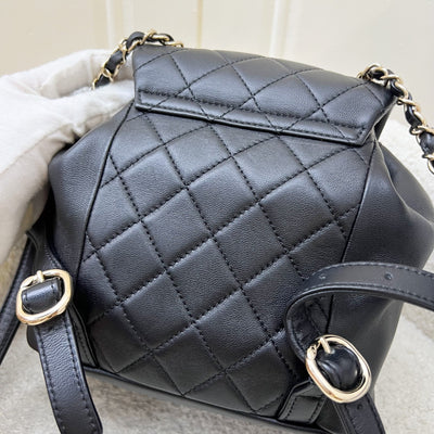 Chanel Duma Mini Backpack in Black Lambskin and LGHW (Model: AS2908)